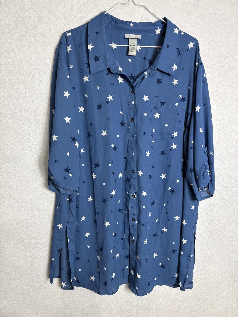 Catherine’s Navy Star Print Button-Down Tunic